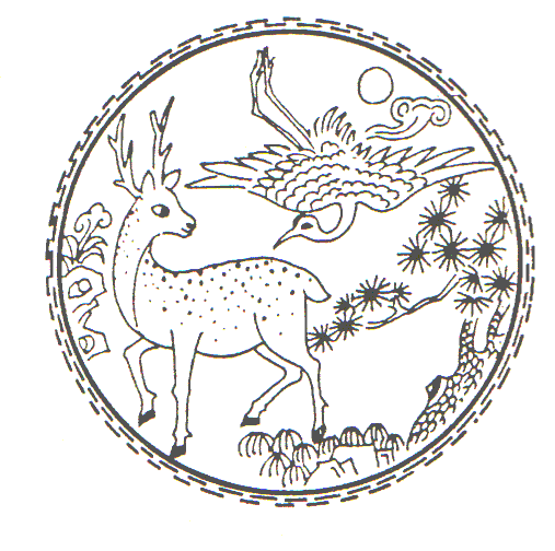 Picture of crane and deer (where deer symbolises riches)