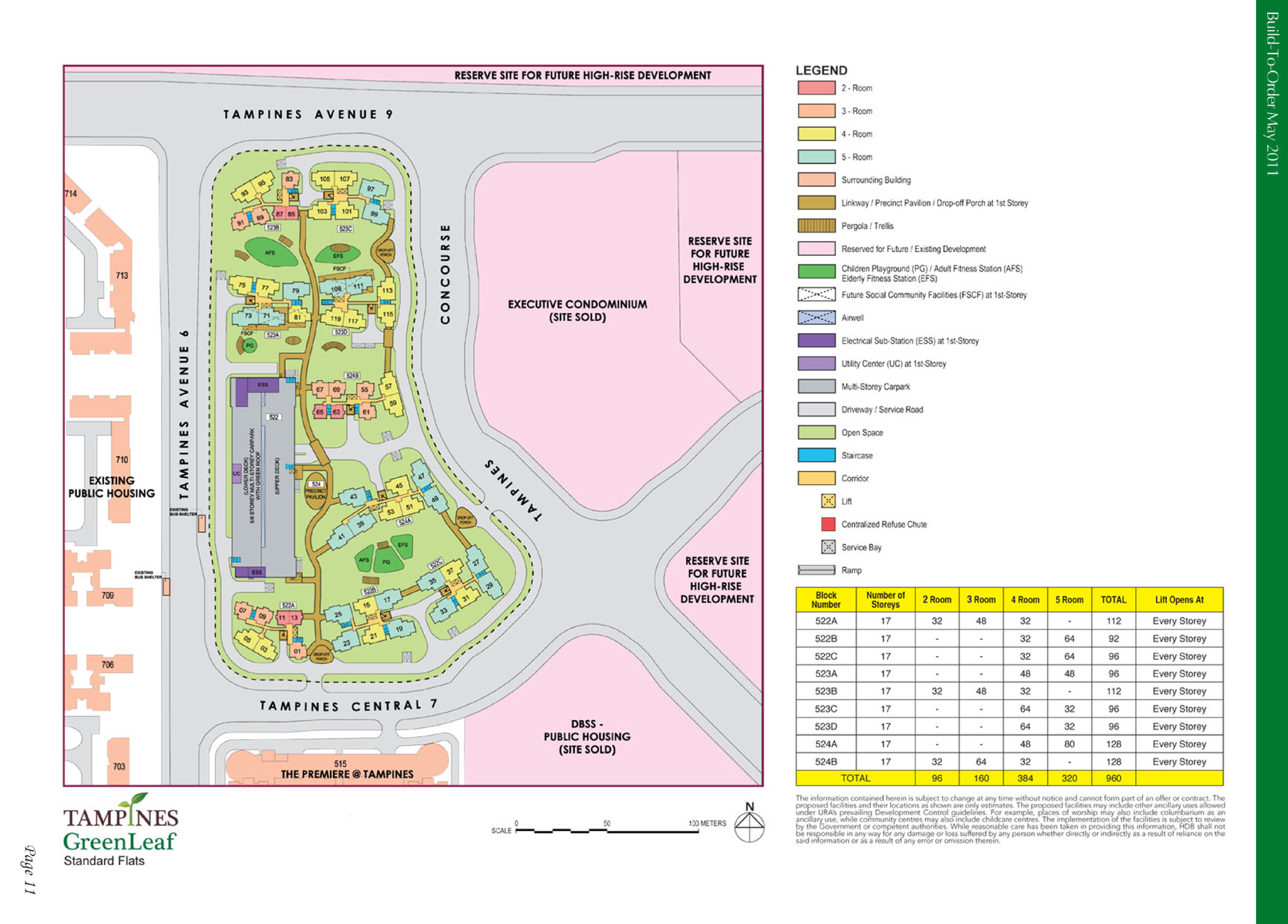 HDB Tampines Greenleaf BTO launched in May 2011 site plan