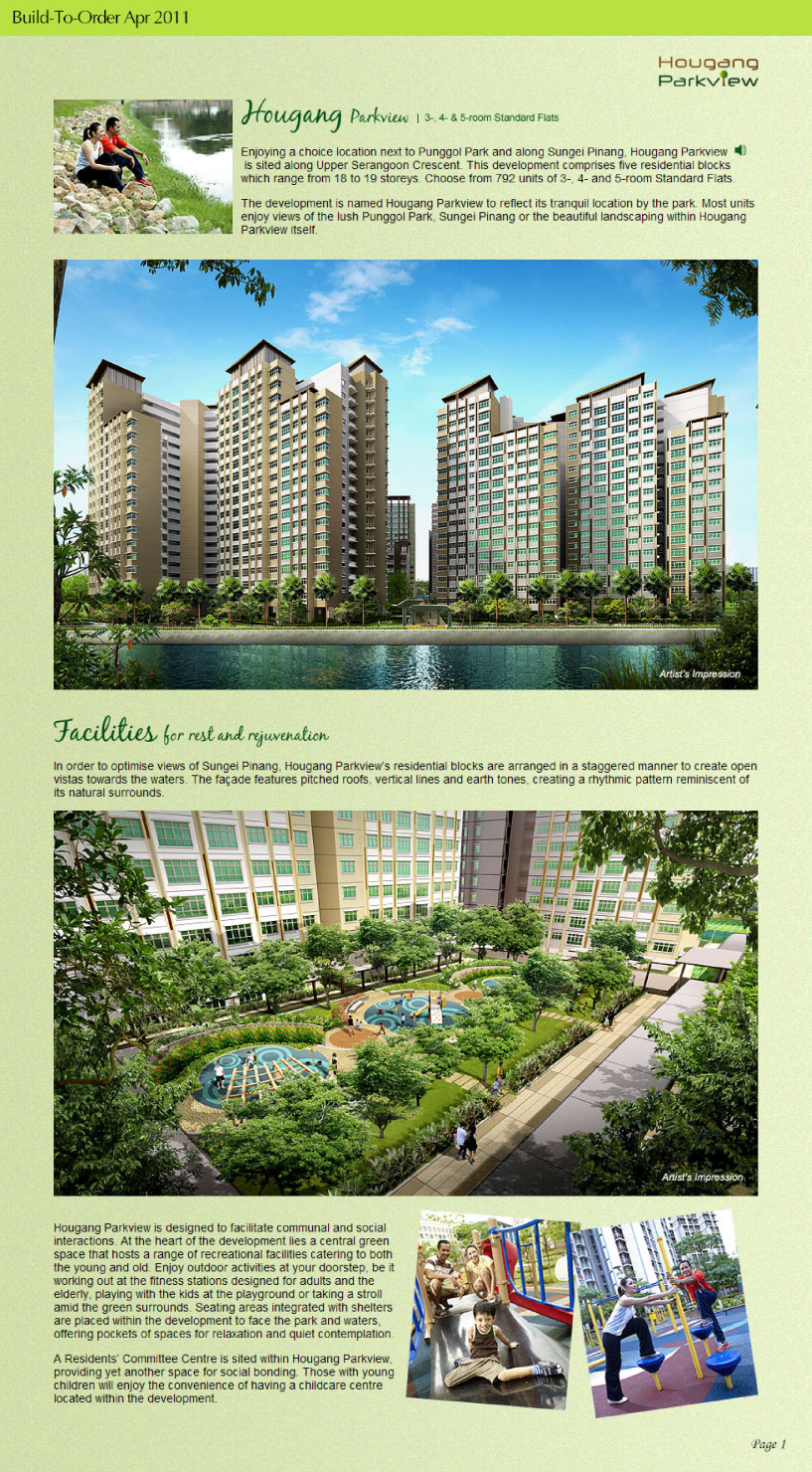 HDB Hougang Parkview BTO launched in April 2011 site plan