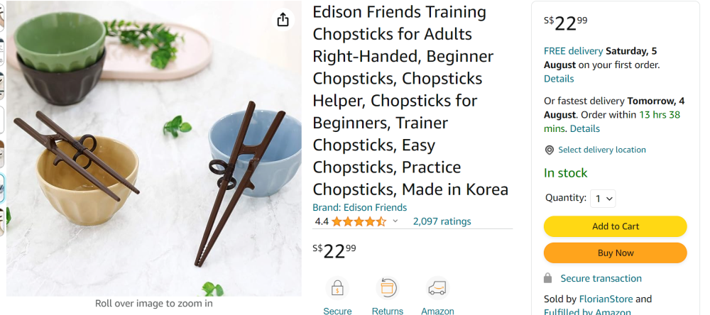 Edison Friends Training Chopsticks for Adults Right Handed, Beginner  Chopsticks, Chopsticks Helper, Chopsticks for Beginners, Trainer  Chopsticks, Easy